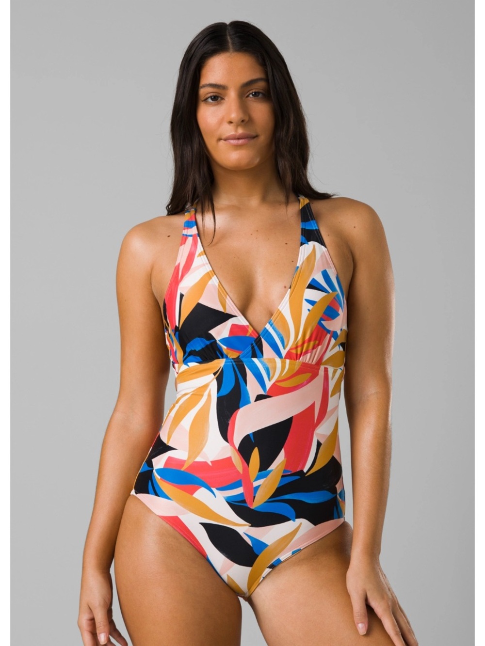 Prana Multicolor Tropical Leaf Print One-Piece Swimsuit